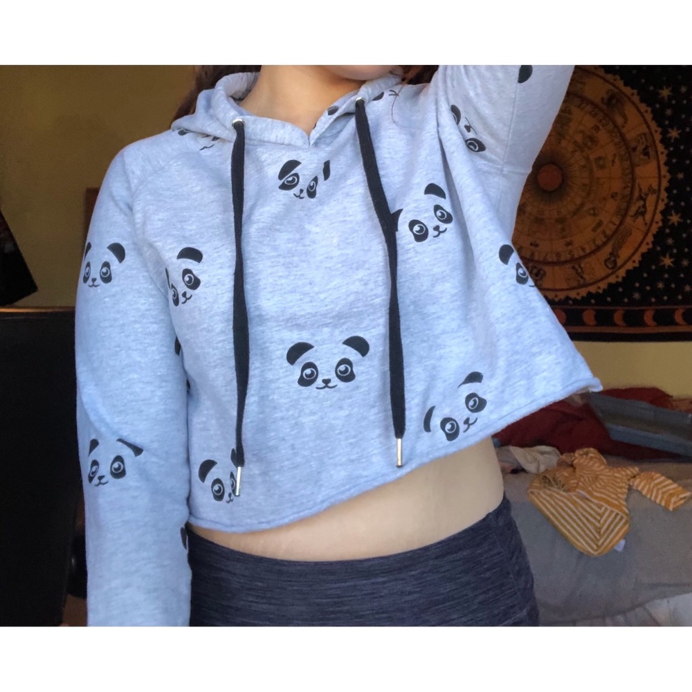 Panda Cropped Hoodie